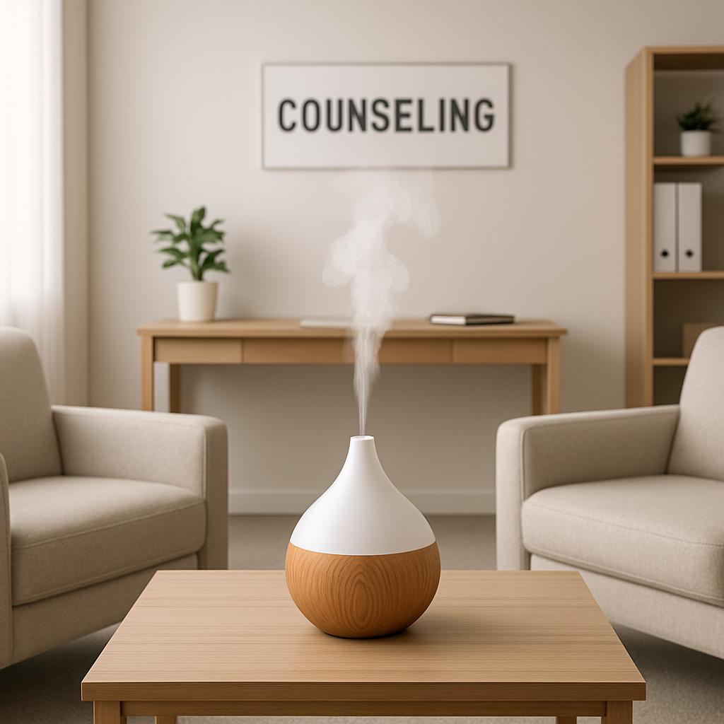 An illustration of a vague live location, possibly in America or Canada. The image appears to show a living or counseling ...